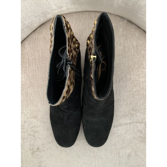 J. Renee Women’s Ankle Bootie Boots Zip Up Black w/ Cheetah Print Cuff Size 7 - Picture 3 of 7